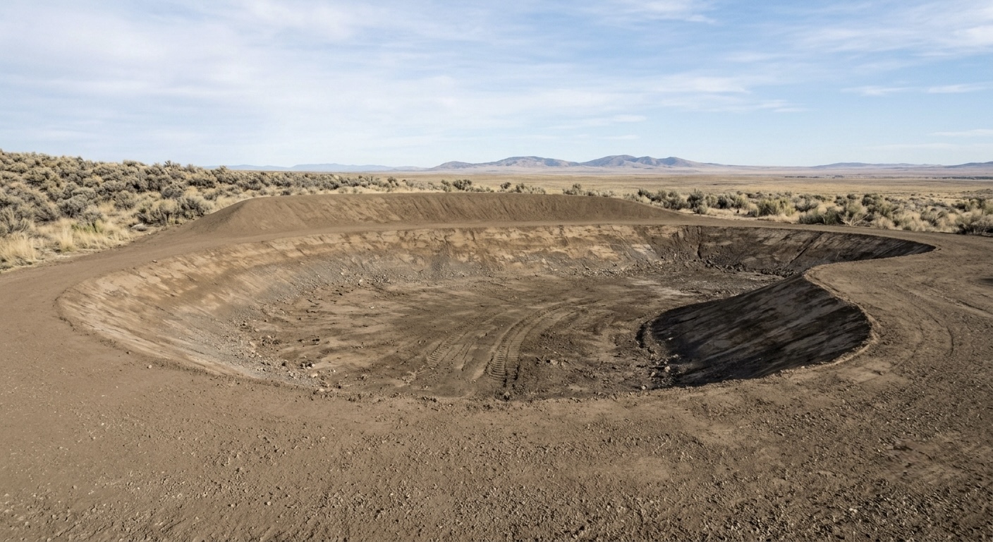 Excavated pond and pool site work